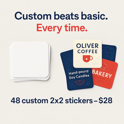 4 DOZEN "48" CUSTOM LOGO LABELS "2x2"