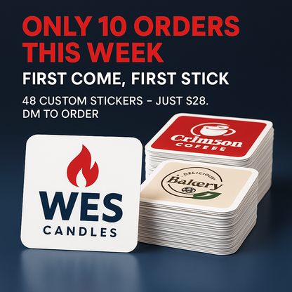 4 DOZEN "48" CUSTOM LOGO LABELS "2x2"